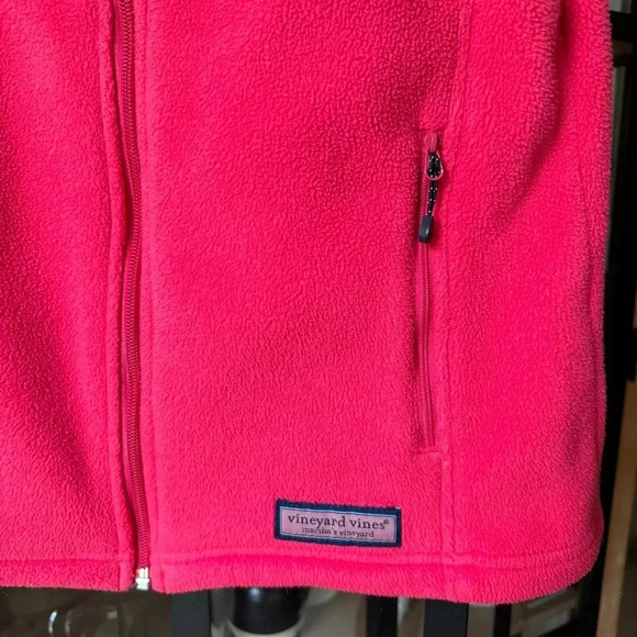 Vineyard Vines fleece vest navy coral red neon zip up pockets size medium - Picture 2 of 5